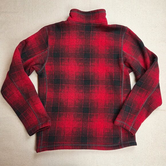 North Face Men's Small Red Buffalo Plaid Gordon Lyons 1/2 Zip Sweater Fleece - Picture 2 of 9